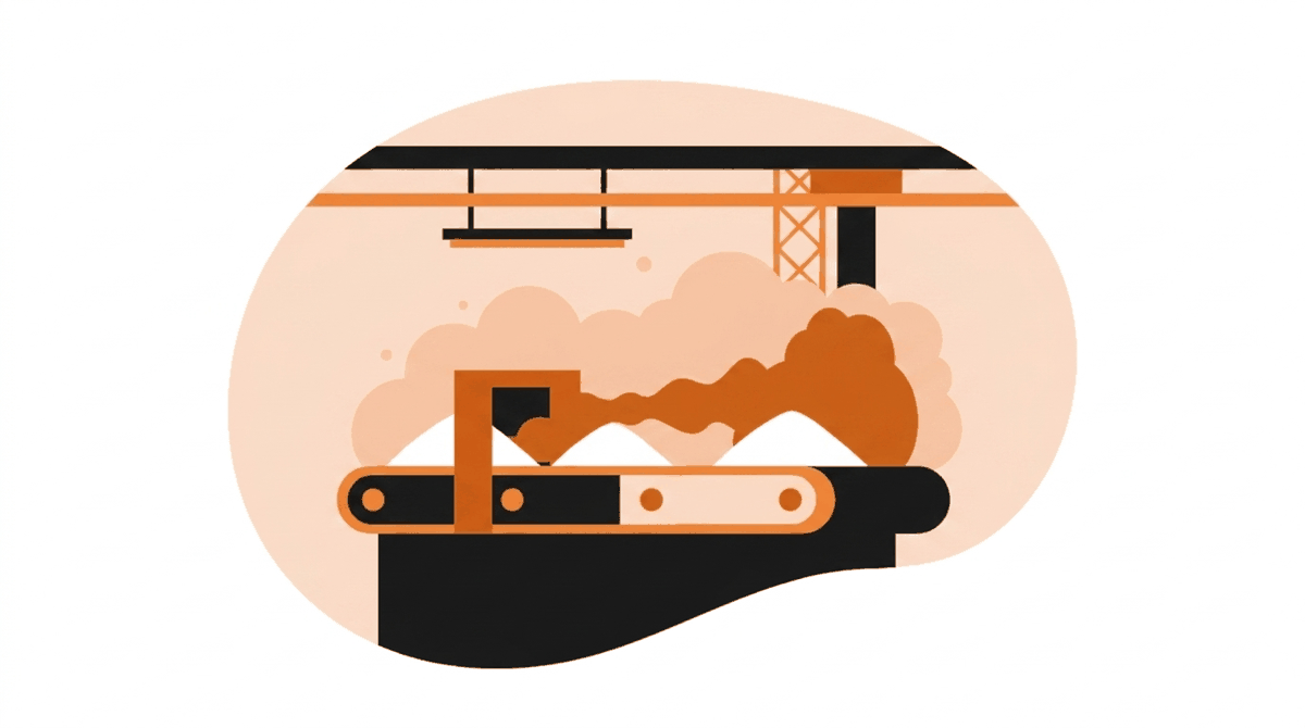 Imperial Sugar OSHA fine: combustible sugar dust hanging over a refinery conveyor
