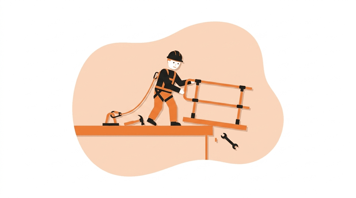 Most common OSHA violation: fall protection worker in harness at a roof edge