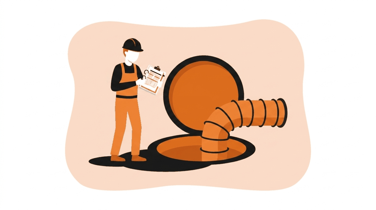OSHA confined space regulations: attendant with entry permit checklist and ventilation duct at a permit-required space